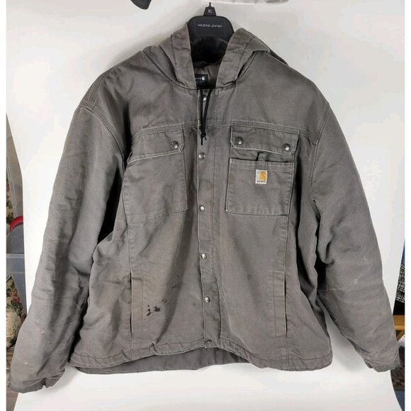 Carhartt Fleece Lined Relaxed Fit Coat Jacket Mens Size 3XL Gray Black 0J3826-M - Picture 1 of 11